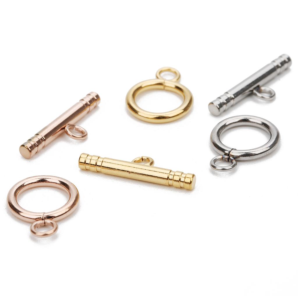 4 Sets Stainless Steel OT Clasps Buckle Round Toggle Clasp Loop Connectors for Jewelry Making DIY Bracelet Necklace Accessories