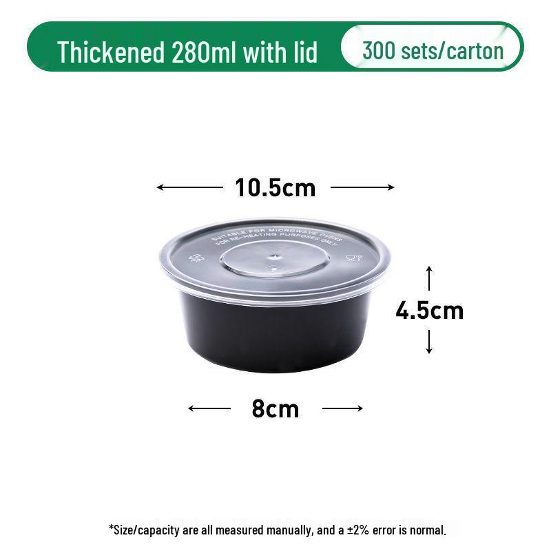Black Round Disposable Food Containers: Thickened Soup and Fast Food Bowls