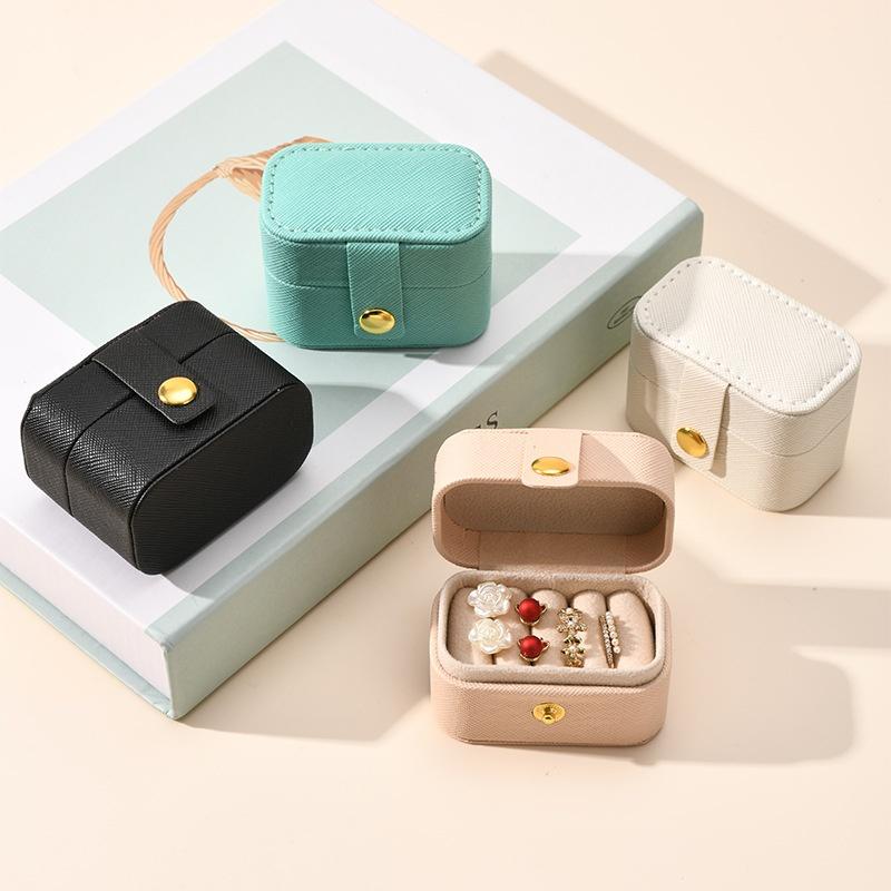 Mini Jewelry Storage Organizer Box Ring Earring Storage Box Portable Travel Handheld Small Jewelry Box Case