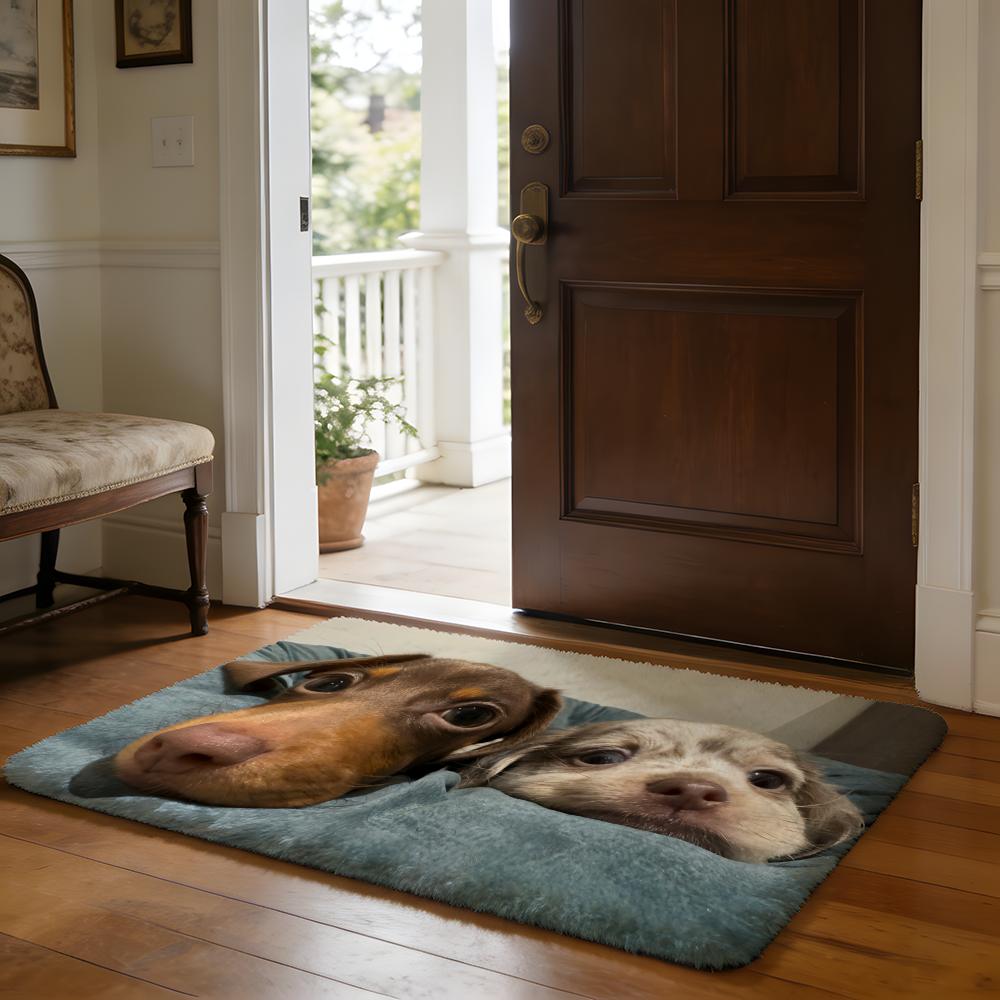 Kwaii Cute Dog Floor Mat Soft Flannel Absorbent Mat Non-Slip Rug Home Bedroom Bathroom