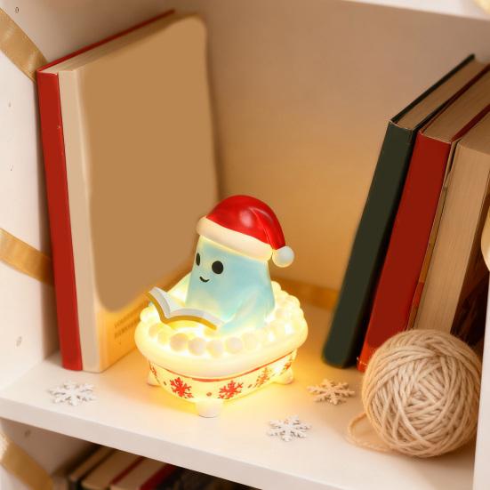 Рождественский щенок Ночник Светодиодный Полимерный Призрак Курица Скульптура Питание от USB Теплая Желтая Лампа Милая Фигурка Животного Украшение для Спальни Стола