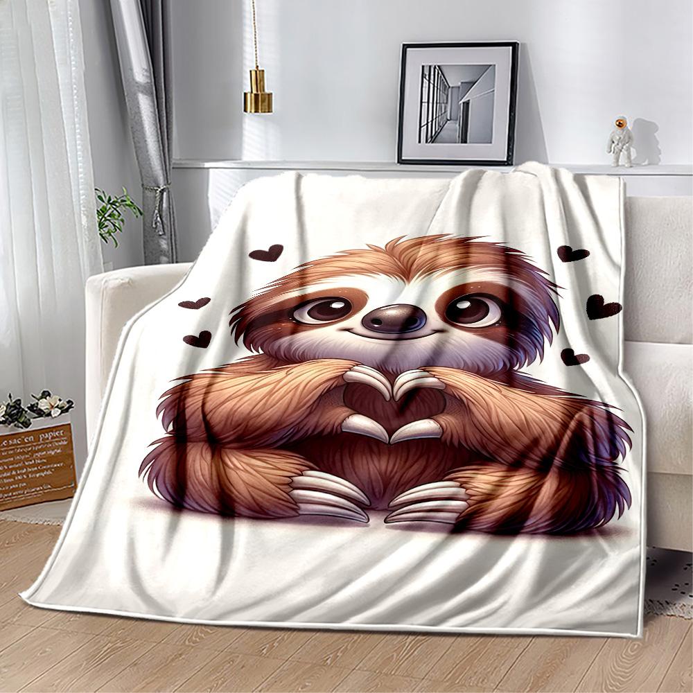 Love Sloth Heart Illustration Blankets are suitable for living rooms,making them an ideal choice for outdoor travel and gifts.