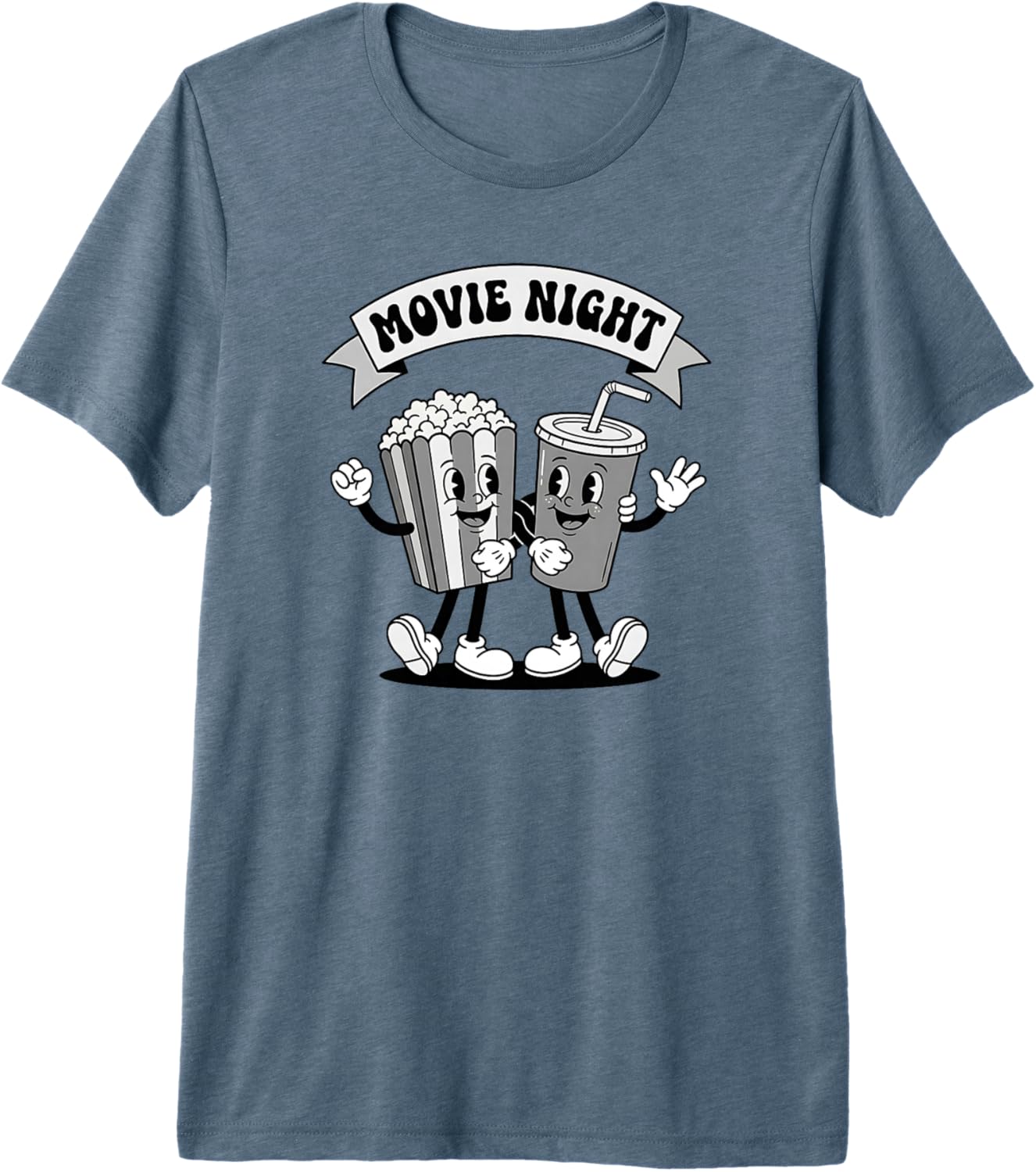 

Retro Movie Night Vintage Cartoon Popcorn and Soda Cup Premium Tri-Blend T-Shirt S разноцветный