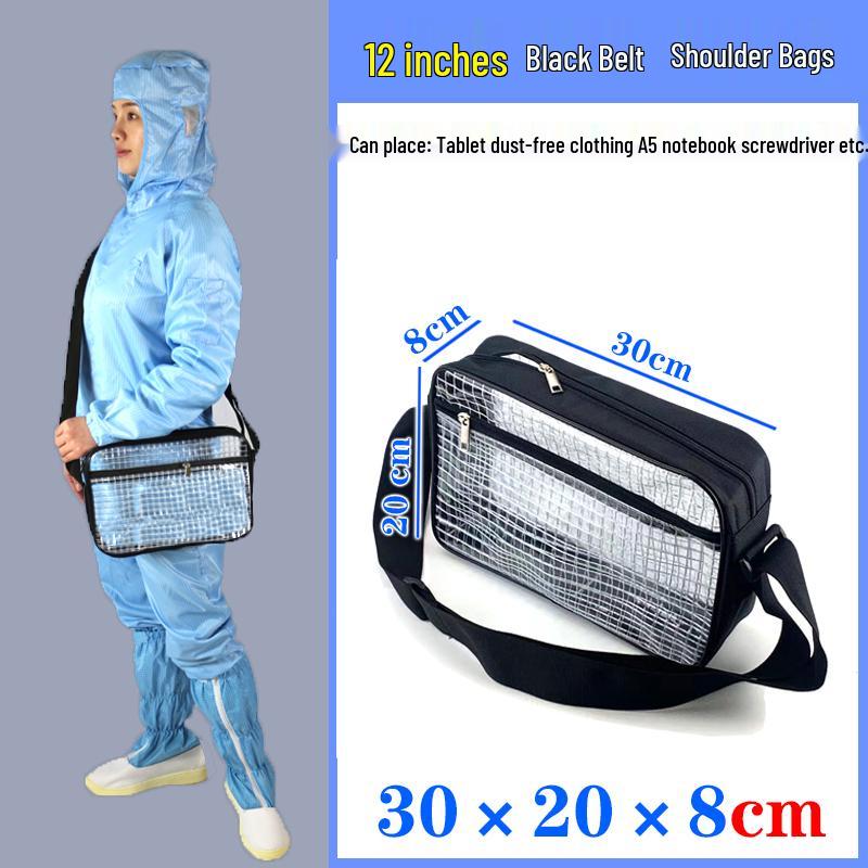Transparent Anti-Static PVC Tool Bag - Dust-Free Cleanroom Crossbody/Shoulder Bag with Grid Storage