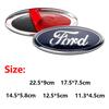 11.3~22.5cm Metal Car Front Hood Emblem Rear Trunk Badge Cover Blue Edge Sticker For Fiesta Mondeo Focus Fusion Escape