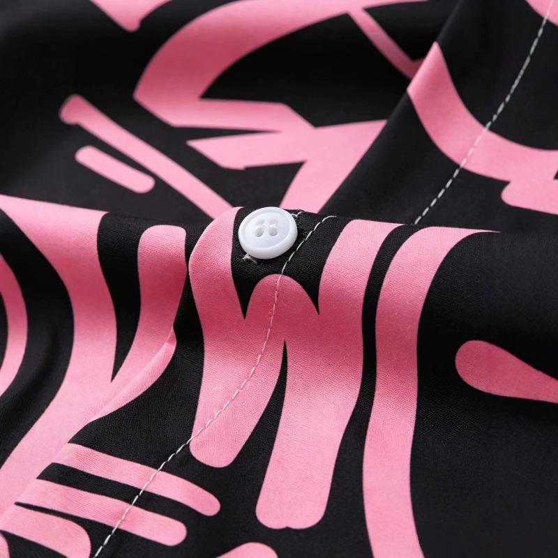 Casual Men's Letter Graffiti Print Short Sleeve Shirt