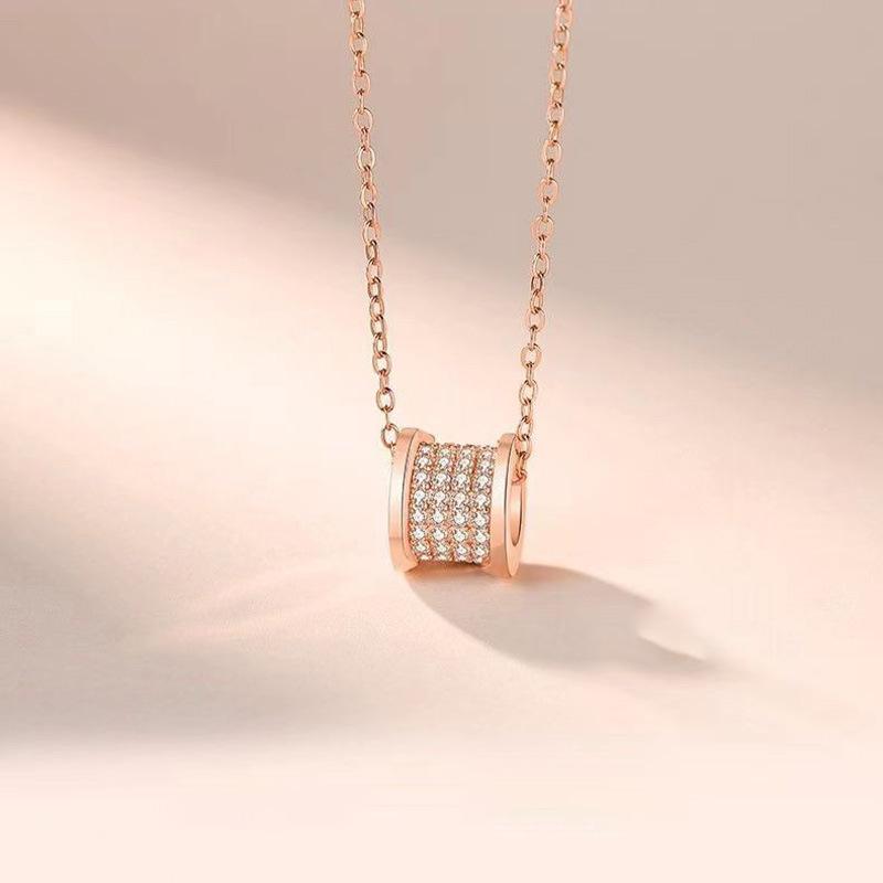 Fashion Small Waist Sterling Silver S925 Full Diamond Clavicle Necklace Simple and Light Luxury Japanese and Korean Female Accessories