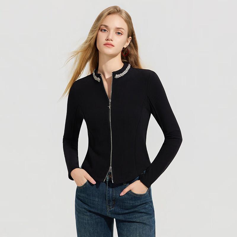 

Женский вязаный кардиган на молнии с воротником-стойкой S