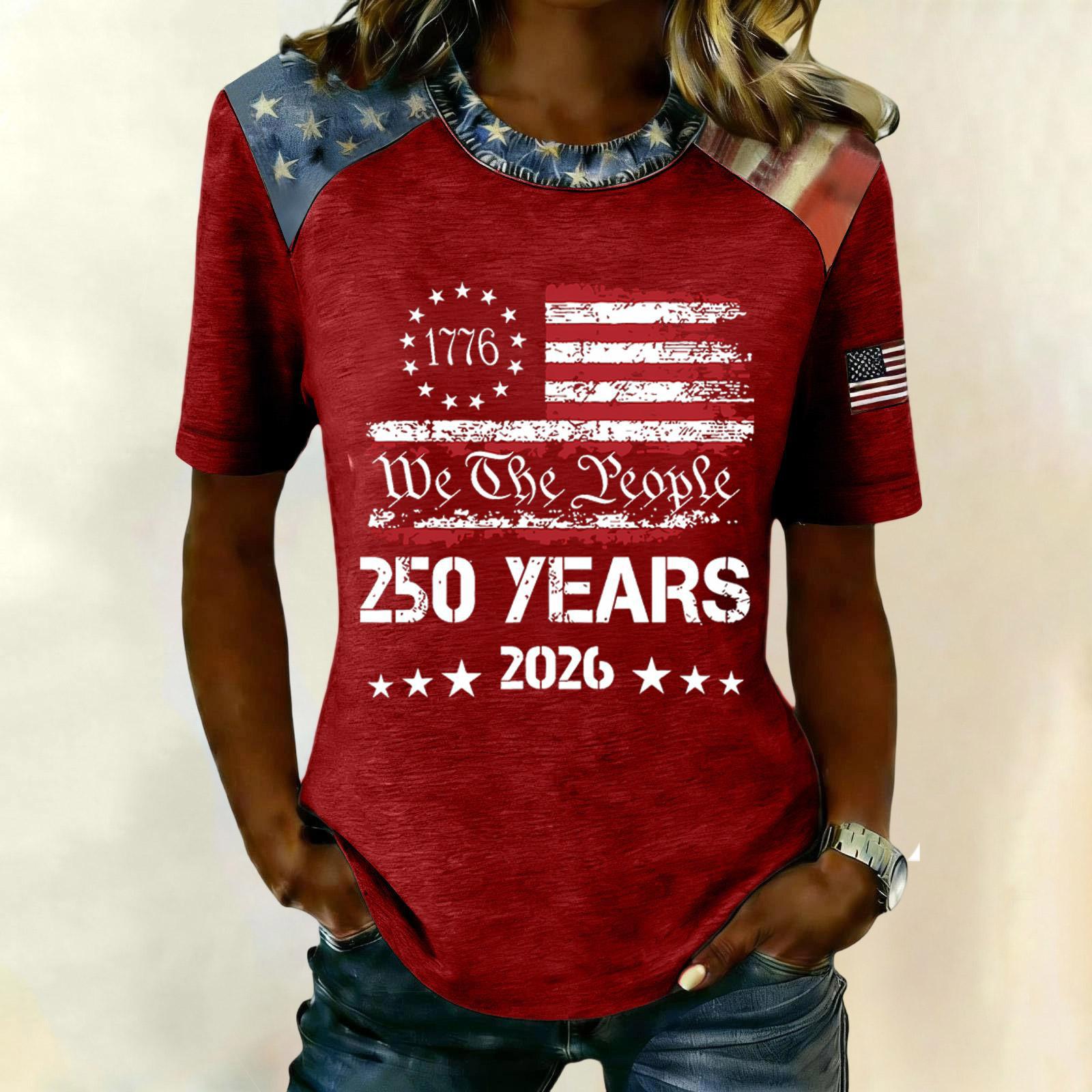 Women s Stylish Casual Star-printed Blouse XXL красный
