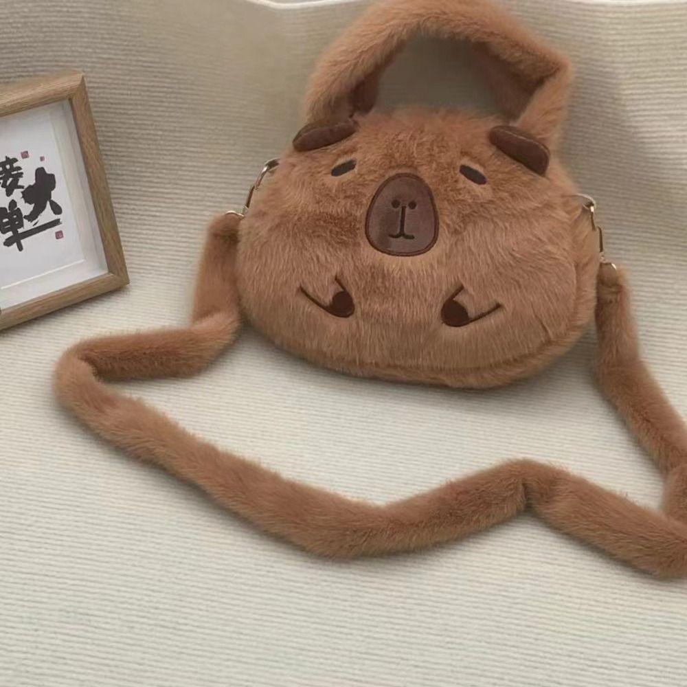 Animal Cartoon Capybara Plush Backpack Big Capacity Capybara Plush Bag  Female Lady Girl