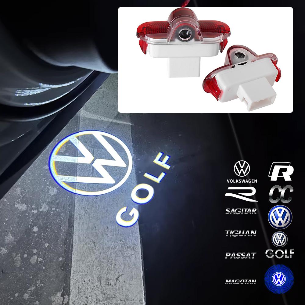 2PCS Led Car Door Welcome Lamp Wireless Laser Projector Logo Night Light For Volkswagen VW Lavida Touran Caddy Beetle Golf Bora
