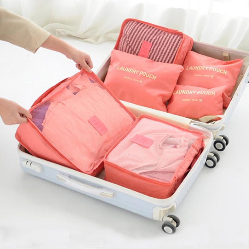 Travel Six-Piece Luggage & Clothing Packing Storage Bag Set with Logo