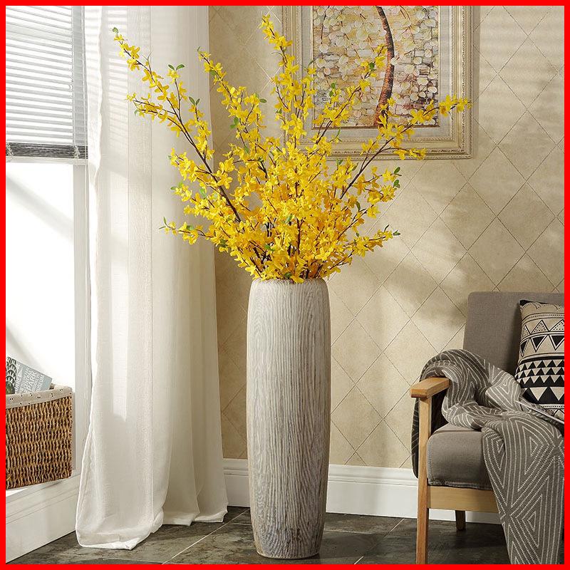 Jarrón de suelo de cerámica moderno europeo: Decoración Minimalista para Sala de Estar, Maceta de Cerámica para Flores, Adorno Grande