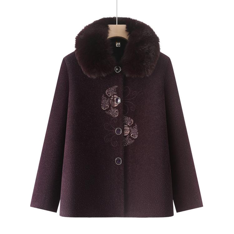 Middle-aged and Elderly Women's Winter Clothes Imitation Mink Velvet Coat 70-year-old Mother Adds Velvet Thickened Fashionable Old Lady Coat