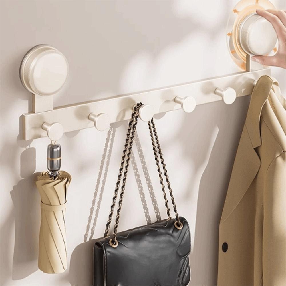 4/5/6 Hooks Suction Cup Door Hook Rust-proof Metal Movable Clothes Hangers Detachable No Drilling Needed Robe Hook Wall Mounted