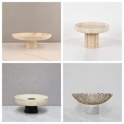 Contemporary Chinese Travertine Fruit Plate for Modern Living Room Table Decor