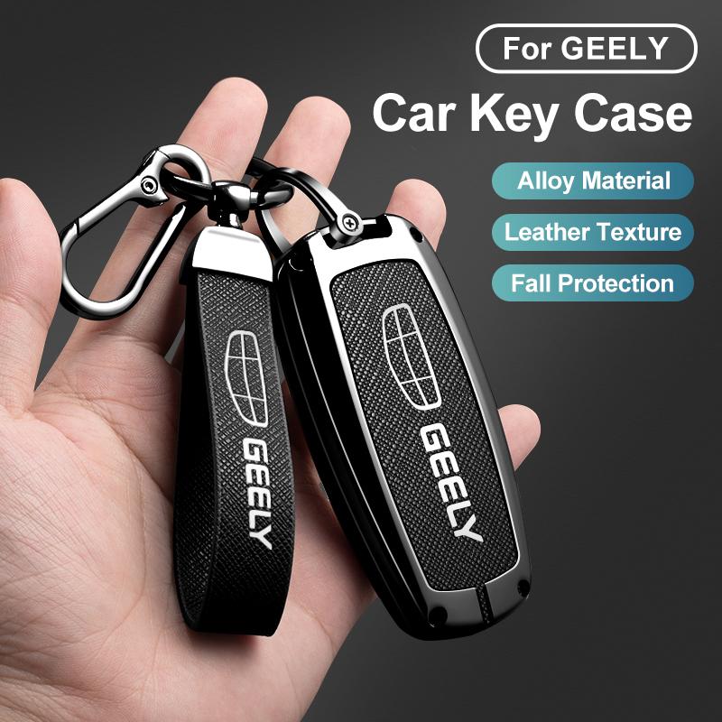 Zinc Alloy Leather Car Key Case For Geely Emgrand 7 Gx3 Atlas Gs Nl3 Emgrand 7 Ex7 Gt Gc9 Key Fob Car Key Cover Accessories