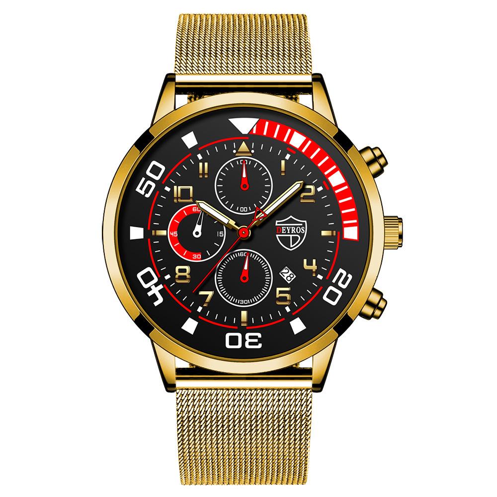 Stainless Steel Milan Mesh Strap Watch Men'S Fashion Luminous Calendar Quartz Watch