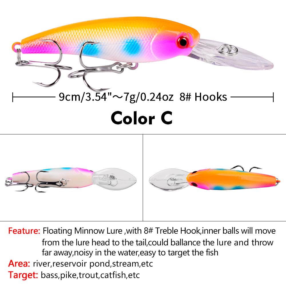 PRO BEROS 9cm/7.28g Minnow Hard Plastic Bionic Fishing Lure - Model DXM006