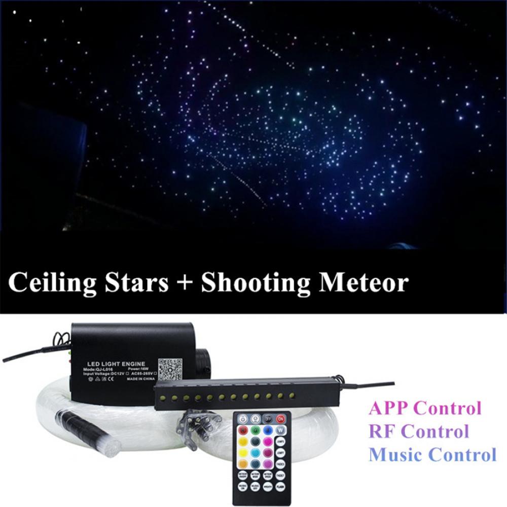 16W Car RGBW LED Fiber Optic Atmosphere Dome Light Kit Bluetooth APP Control