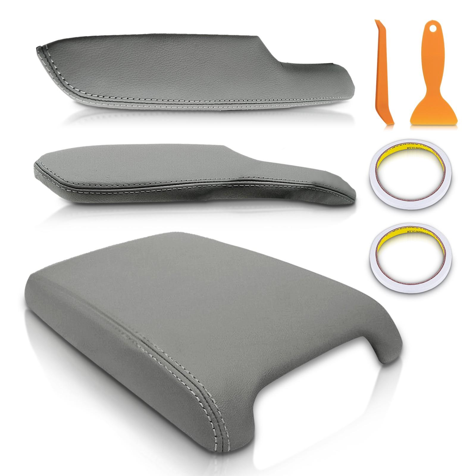 Center Console&Front Door Armrest Cover Leather for Honda Civic Sedan 06-11 Gray
