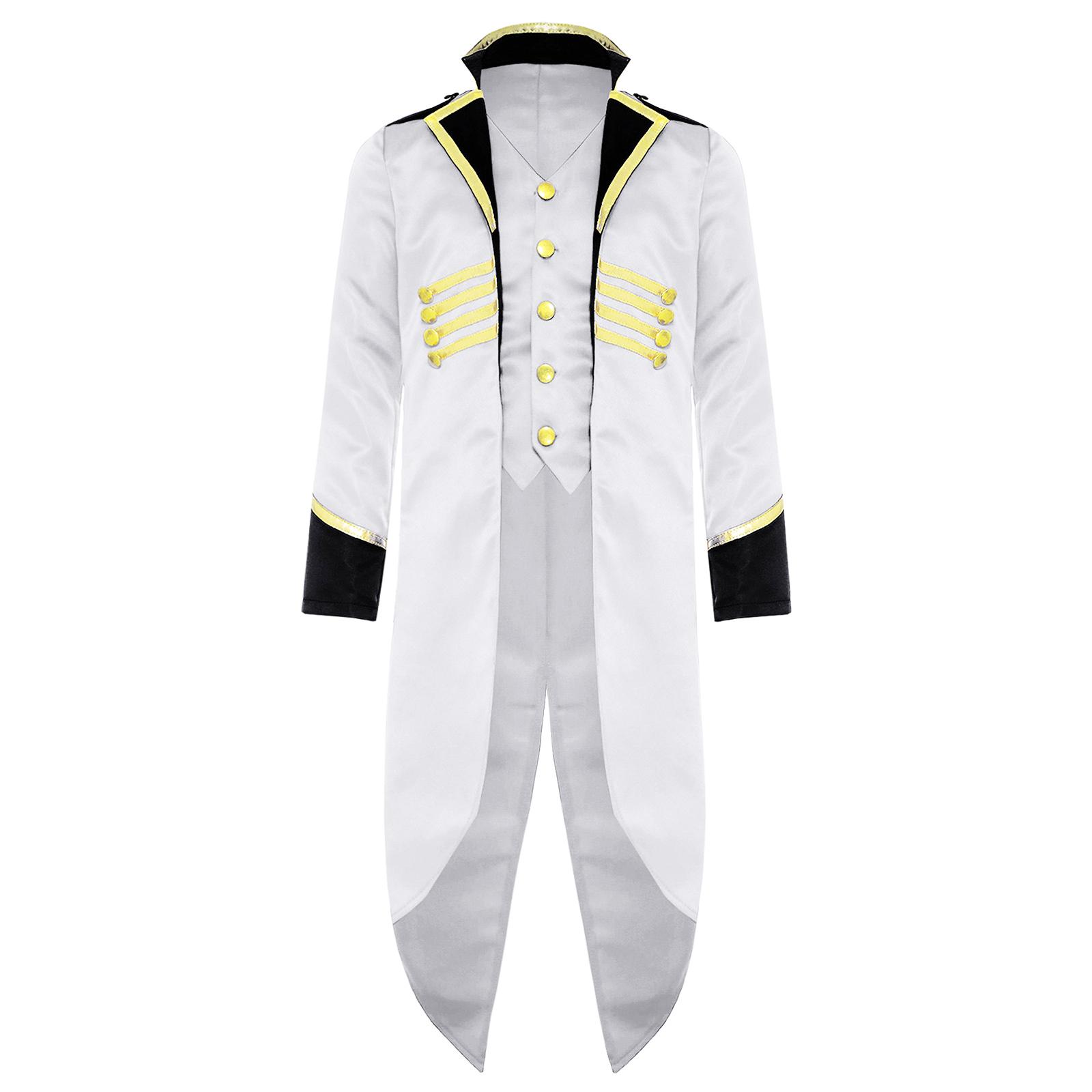 

Дитячий стімпанк фрак костюм вінтажний середньовічний дизайн довгий рукав імітація двійки смокінг вікторіанська елегантна куртка 7-8 Years білий