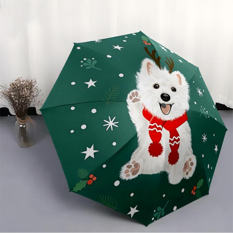 1pc Dog Print Automatic Cute Umbrella 8-Bone Design Compact Gear for Outdoor Travel, Perfect Holiday Gift Yy251230051
