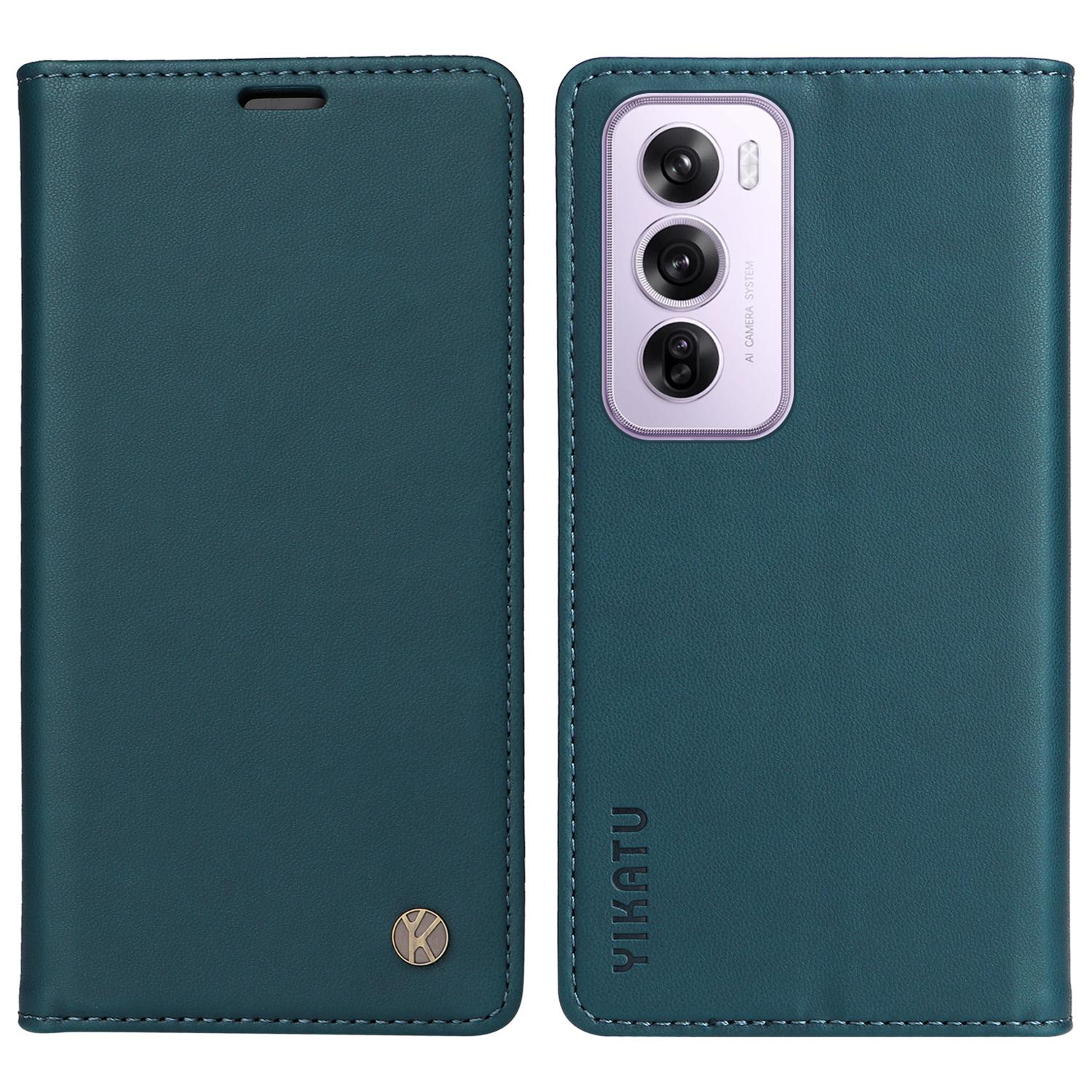 

YIKATU YK-001 For Oppo Reno12 Pro 5G (China)/(Global) Case Leather Magnetic Auto-Absorbed Phone Cover Green
