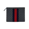 Gucci Recognizable Old Flower Logo Striped Webbing Zipper Closure Canvas Handbag Regular Men'S Black Gray