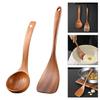 2 Pack Long Handle Wood Cooking Utensils Wood Spatulas Flat Turner Frying Spatula Wood Texture for Seamlesses Cooking