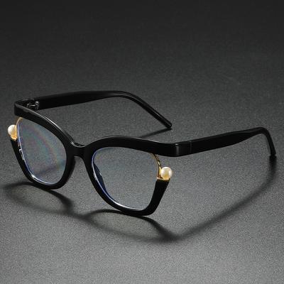 Anti-blue Light Reading Glasses, Stylish Rainbow Colors, Unique Pearl Embellishments, Cat-eye Glasses
