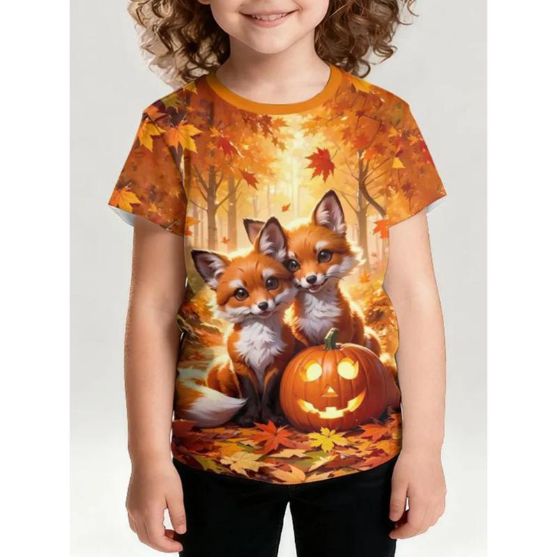 Fashion Children's Clothing Crew Neck Short Sleeve 3D Casual Color Printing Casual Short Sleeve Crew Neck T-Shirt