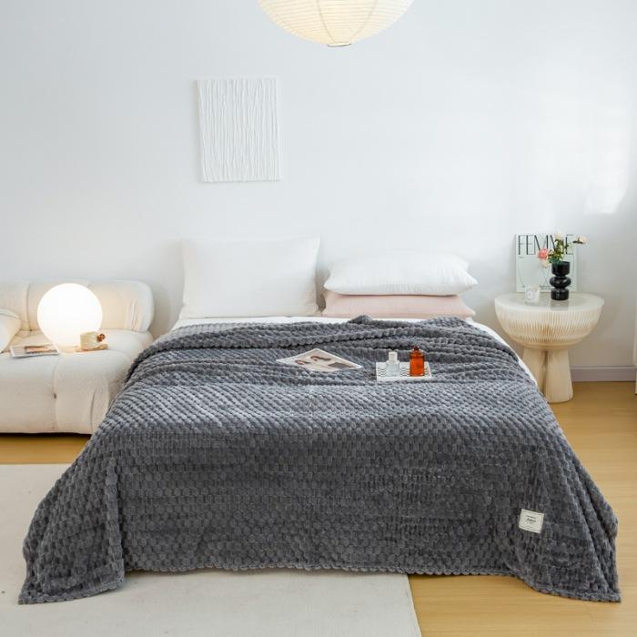 Solid Color Thickened Plush Blanket for Beds Household Coral Fleece Air Conditioning Sofa Cover Bedspread Sofa Throw Blanke