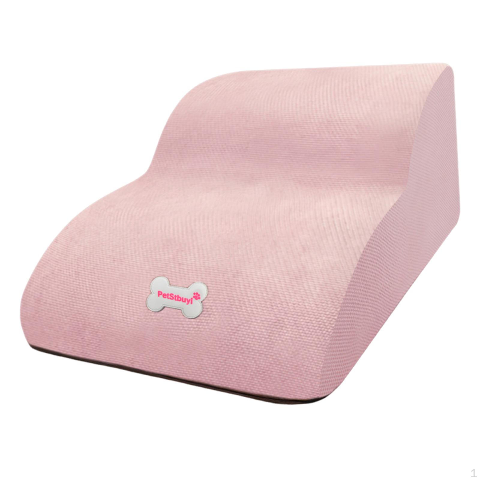 

2 Step Dog Stairs Slope Stair Removable Cover Lightweight Anti Slip Versatile Gentle for рожевий