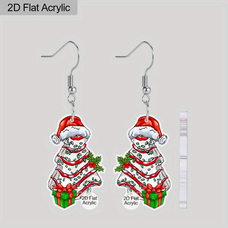 

Плоские 2D серьги-елочки - Красочные серьги-подвески для женщин - Акриловые праздничные украшения на тему рождественской шляпы