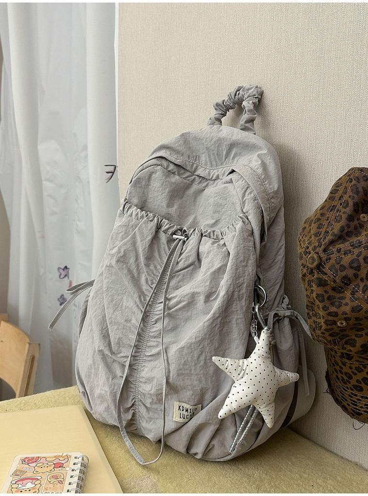 Schoolbag Student School Bag Solid Color Backpack Women's Travel Light Outdoor Sports Mountaineering Bag Korean Leisure Folded School Bag Women's