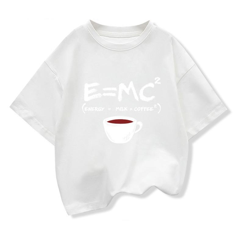 Summer Boys T-shirt Cotton Casual Funny Energy=Milk+Coffee Print Men Cool Loose O-neck Tops For Baby Kids Short Sleeve Male Tees