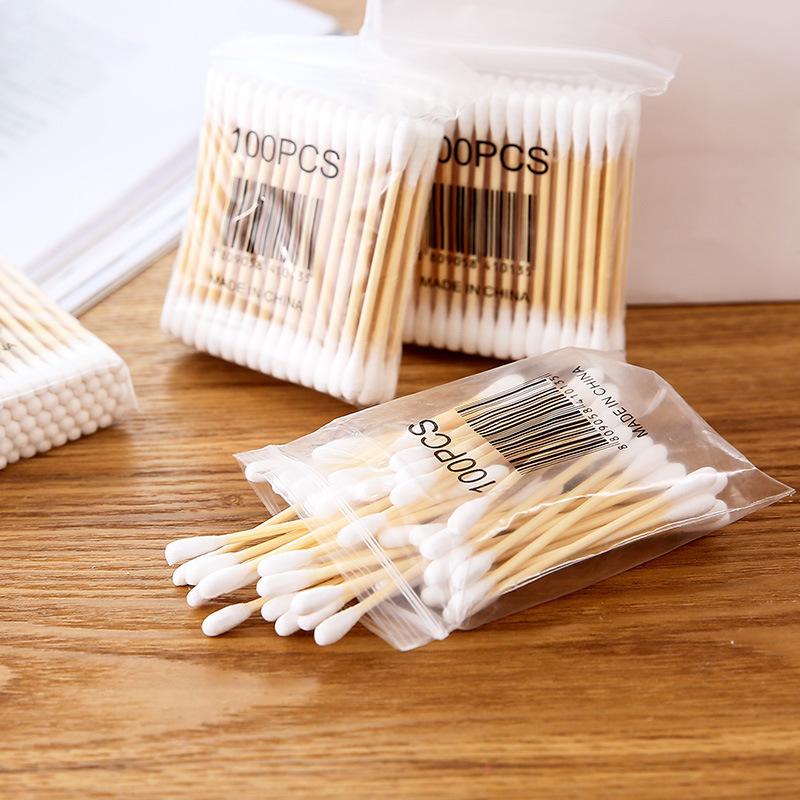 1/3/5pack Round Headed Cotton Swabs Double Round Headed Cotton Swabs Bamboo Sticks Precision Pointed Cosmetic Nail Tools