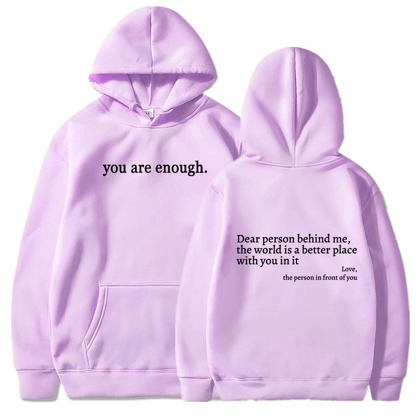 Women's Letter Print Hoodie with Kangaroo Pocket and Drawstring