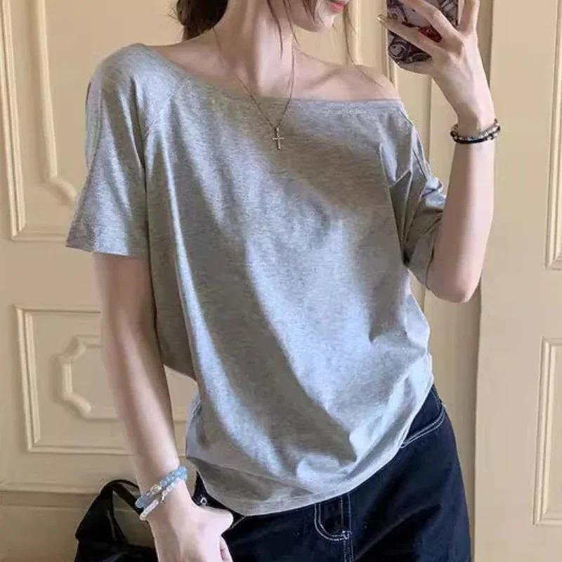 T-shirts Women Solid Simple Summer Casual Short Sleeve All-match Young Girls Streetwear Y2k Top Aesthetic Clothes Ins