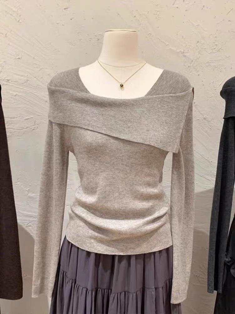 

Топ з милим характером з відкритими плечима - Жіноча осінь/зима 2025 корейський стиль приталена базова сорочка One Size хакі