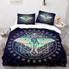Death Moth Duvet Cover Set Queen Size Gothic Skull Boho Comforter Cover Black And White Skeleton Decorative Soft Bedding Set