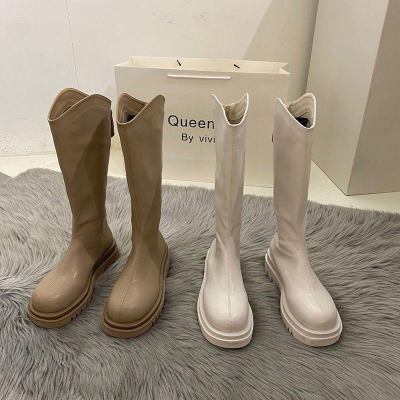 Long boots women's autumn and winter new versatile high boots rear zipper thin boots but knee mid boots