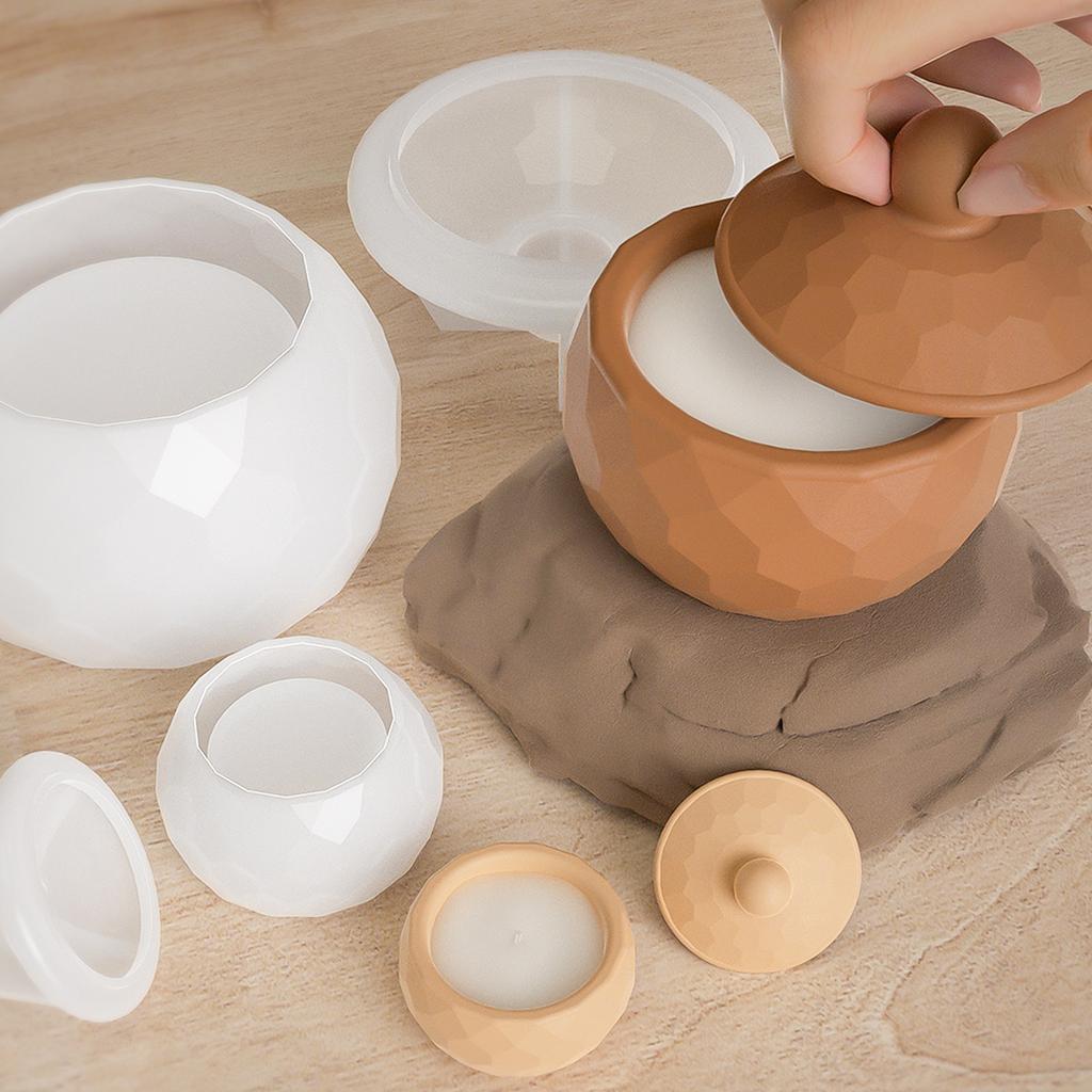 Candle Jar Silicone Mold Gypsum Cement Resin Mould Succulent Flowerpots Molds