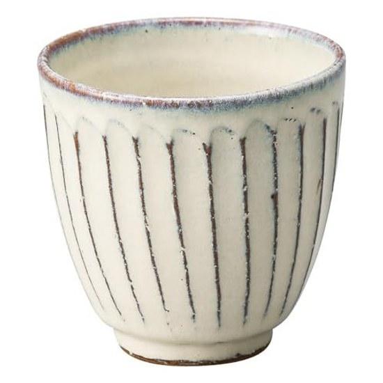 Marui Seito Shigaraki-yaki Hechimon Yunomi Cup White Glaze Carving Diameter Approximately 8.5Height 8.5cm Ceramic Made Japan MR-3-3506