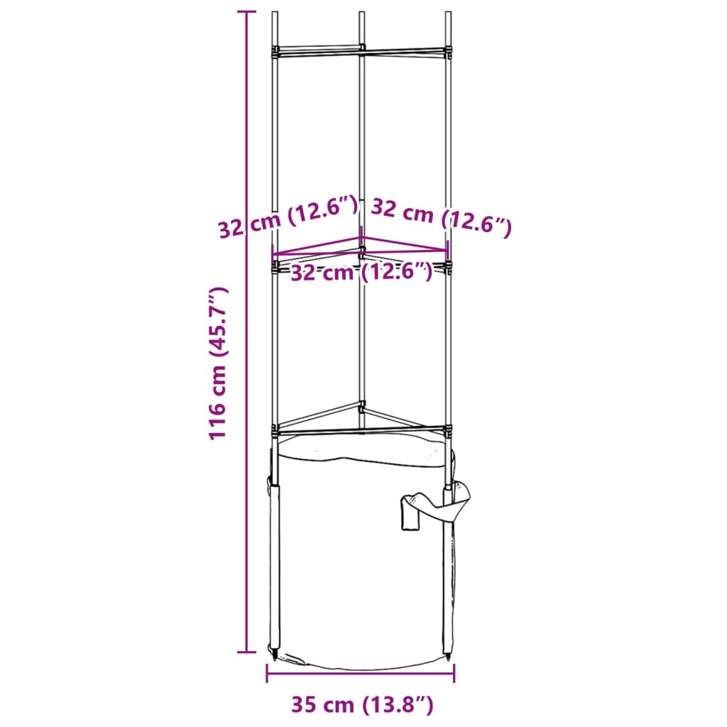 Tomato Cages with Plant Sacks 8 pcs 116 cm Steel and PP
