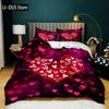 Set Copripiumino Cuore d'Amore Rosa Set Biancheria da Letto Cuore d'Amore Regalo San Valentino Camera da Letto Ragazza Microfibra Queen King Size Copripiumino