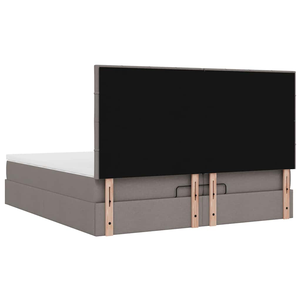 Ottoman Bed with Mattresses Taupe 200x200 Cm Fabric