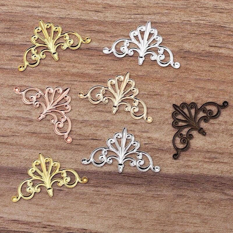 50 Pcs/Lot Brass Charms Base Parts DIY Material for Hair Jewelry Handmade Crown Jewelry Making Connectors Accessories.