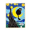 Cartoon Van Gogh Oil Painting Brooch Personality High Sense Abstract Art Wind Cat Looking Up At the Stars Metal Badge Accessories